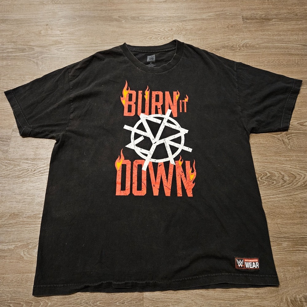 WWE Seth Rollins Burn It Down T Shirt Mens XL Black Authentic Wear 2017